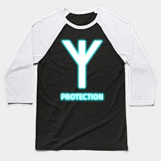 Glowing Blue Neon Old Norse Protection Rune - Viking Talisman Baseball T-Shirt